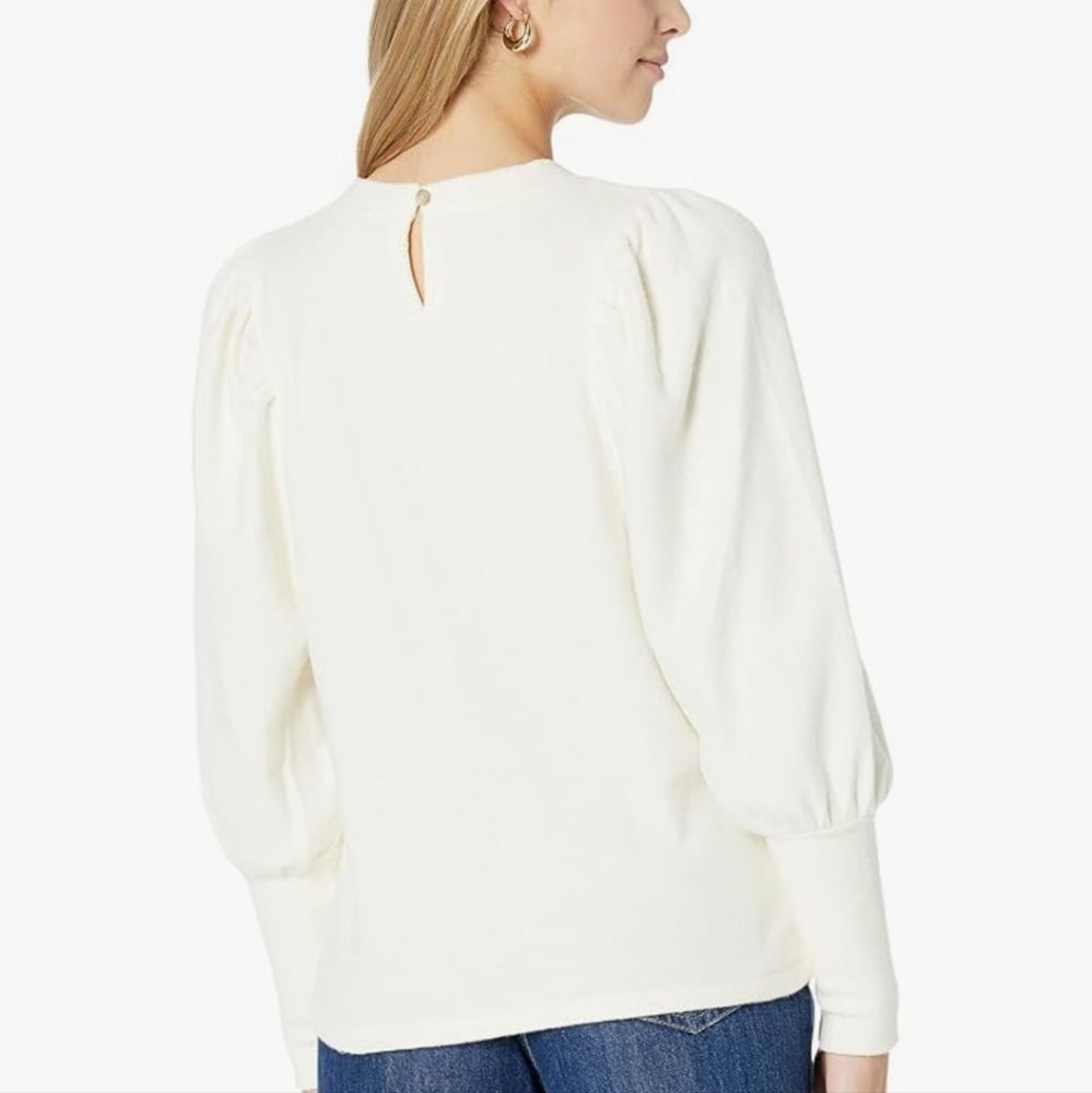 Madewell Piglet Mutton Sleeve Top Antique Cream Puff Sleeve Blouse Size XL - Picture 2 of 9
